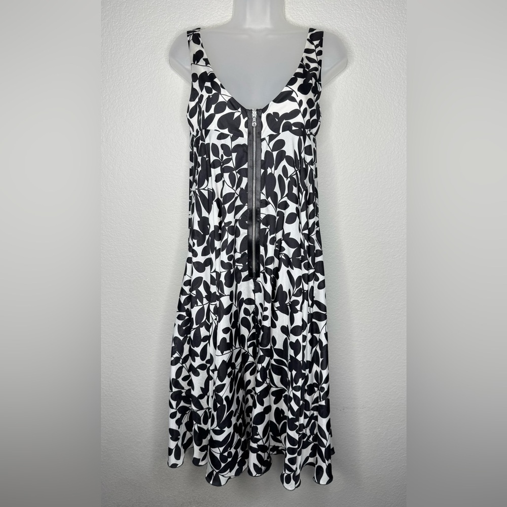 Dolce & Gabbana Leaf Print 100% Silk Babydoll Dress | IT 42 US 6 Rare Designer